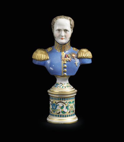 Porcelanowe popiersie cesarza Aleksandra I, ok. 1900 r. 1825-1850 (porcelana) autorstwa School Russian