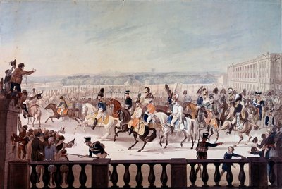 Aleksandra I (1777-1825) na paryskim Place de la Concorde. Malowanie szkoły rosyjskiej autorstwa School Russian