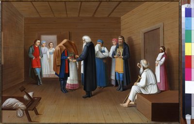 Zaręczyny Anonimowego. Olej na płótnie, połowa XIX wieku. Państwo V. Troponin-Museum, Moskwa autorstwa School Russian