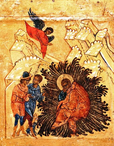 Ikona przedstawiająca Sen św. Józefa, ok. 1550 (tempera i złoty płatek na desce) (detal z 314500) autorstwa School Russian