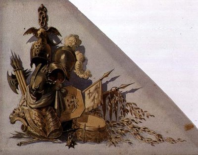 Neoklasyczne trofea broni: Europa, ok. 1825 (akwarela na papierze) autorstwa School Russian