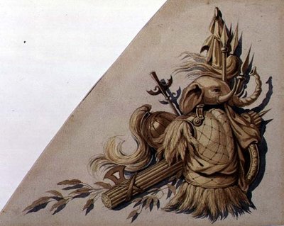 Neoklasyczne trofea broni: Indie, ok. 1825 (akwarela na papierze) autorstwa School Russian