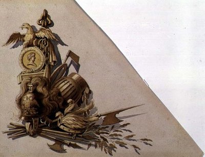 Neoklasyczne trofea broni, Rosja, ok. 1825 (akwarela na papierze) autorstwa School Russian