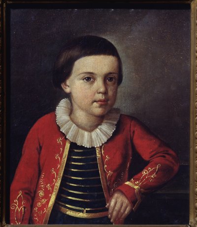 Portret poety Michaiła Lermontowa (1814-1841), dziecko. Obraz rosyjskiego mistrza, olej na płótnie autorstwa School Russian
