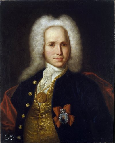 Portret naukowca, inżyniera wojskowego i wynalazcy Andreya Nartova (1683-1756). (Portret naukowca, inżyniera wojskowego i wynalazcy A. Nartova). Malarstwo anonimowe, olej na płótnie, ok. 1725 r. Sztuka rosyjska autorstwa School Russian