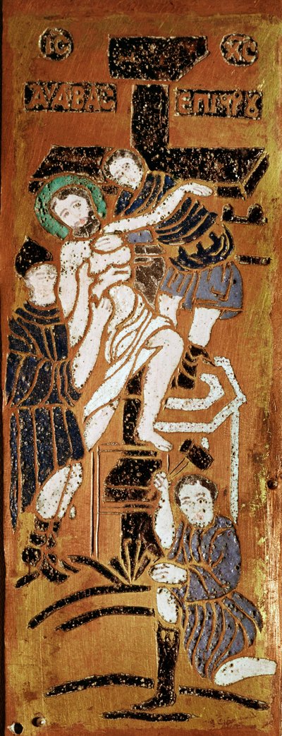 sztuka rosyjska, ukrzyżowanie, emalia z XVI w. Madryt, Museo Lazaro Galdiano autorstwa School Russian