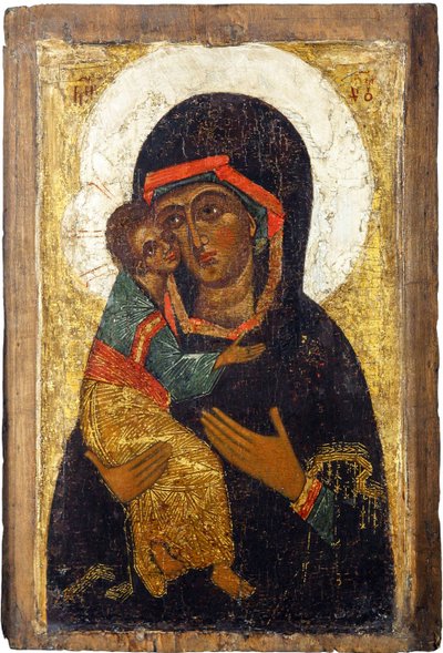 Ikona rosyjska: Dziewica Włodzimierza. Tempera na desce, I poł. XV w., Muzeum Historii i Sztuki, Suzdal autorstwa School Russian