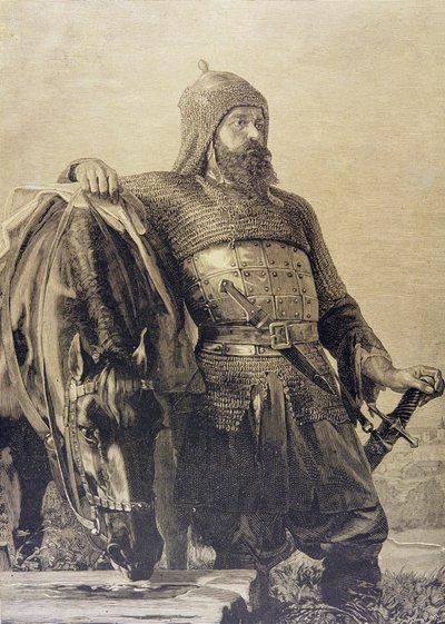 Rosyjski żołnierz z koniem autorstwa School Russian