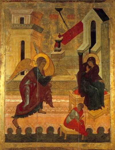 Ikona rosyjska Zwiastowania z 1560 r. Rosja. Monaster Solonsky. autorstwa School Russian