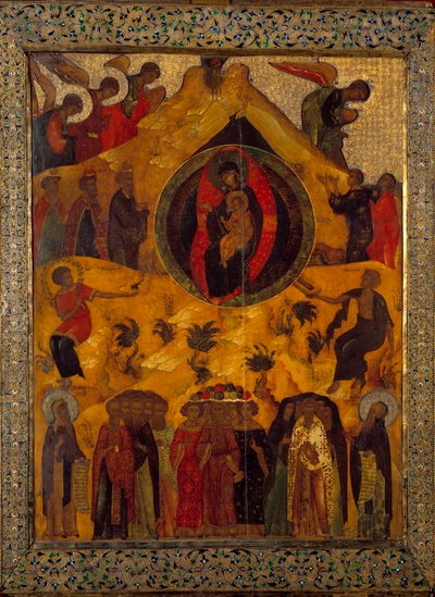 Zgromadzenie Matki Boskiej Ikony Rosyjskiej z 1560 r. Rosja, Monastere Solonsky autorstwa School Russian