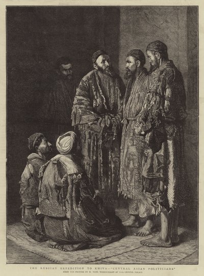 Rosyjska wyprawa do Chiwy, „politycy środkowoazjatyccy” (rycina) autorstwa School Russian