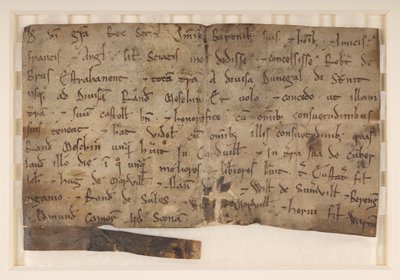Grant Dawida I, króla Szkotów (zm. 1153), Robertowi de Brus, nadając mu Annandale autorstwa School Scottish