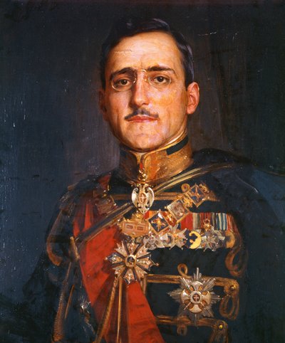 Król Jugosławii Aleksander I (olej na płótnie) autorstwa School Serbian