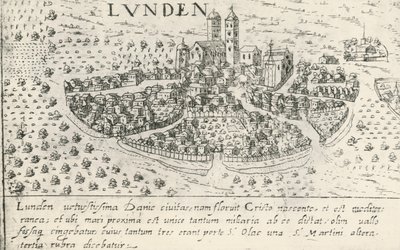 Miasto Lund, Szwecja (akwaforta) autorstwa School Swedish