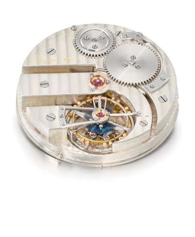 Jednominutowy zegarek z otwartym tourbillonem bez klucza, Breguet no. 986 (szkło i metal) (patrz również 1127360) autorstwa Swiss School