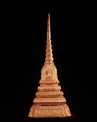 Model wieży chedi lub relikwiarza (brąz) autorstwa School Thai