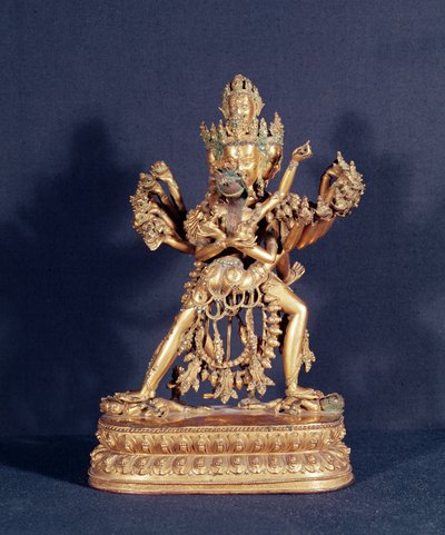 Hevajra i Nairatmya (złocony brąz ze srebrną wkładką) autorstwa School Tibetan