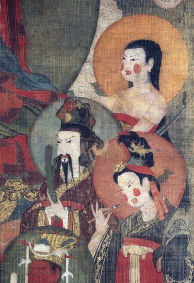 Kultura tybetańska: Budda Tejaprabha otoczony bóstwami planety. Tempera na jedwabiu, format : 104x67, początek XII w., Pustelnia Państwowa, Petersburg autorstwa School Tibetan