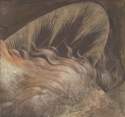 Głowa Apostoła Otoczona Językiem Ognia i Nimbusem: Fragment..., 1500-50. autorstwa School of Raphael.