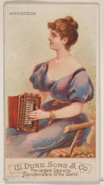 Akordeon z serii Musical Instruments N82 do papierosów marki Duke, 1888., 1888. autorstwa Schumacher and Ettlinger