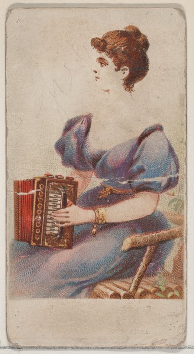 Akordeon z serii Musical Instruments N82 do papierosów marki Duke, 1888., 1888. autorstwa Schumacher and Ettlinger