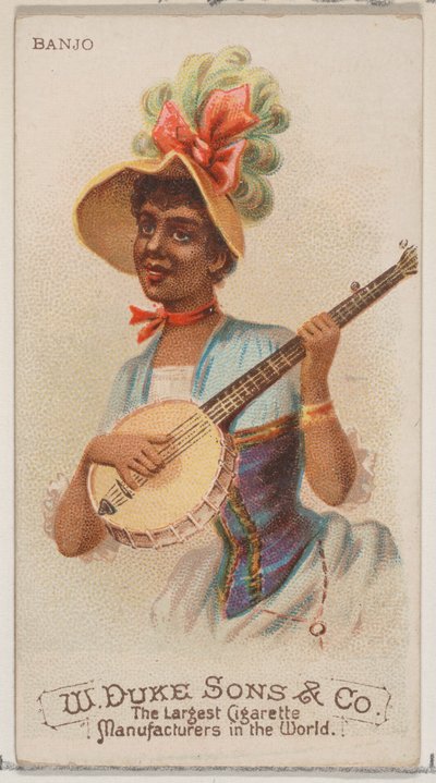 Banjo, z serii Musical Instruments N82 do papierosów marki Duke, 1888., 1888. autorstwa Schumacher and Ettlinger