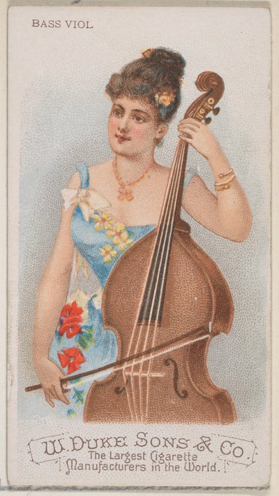 Bass Viol, z serii Musical Instruments N82 do papierosów marki Duke, 1888., 1888. autorstwa Schumacher and Ettlinger