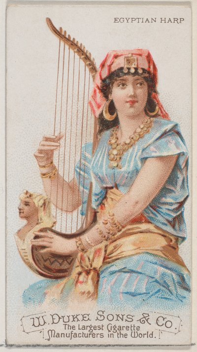 Harfa egipska, z serii Musical Instruments N82 do papierosów marki Duke, 1888., 1888. autorstwa Schumacher and Ettlinger
