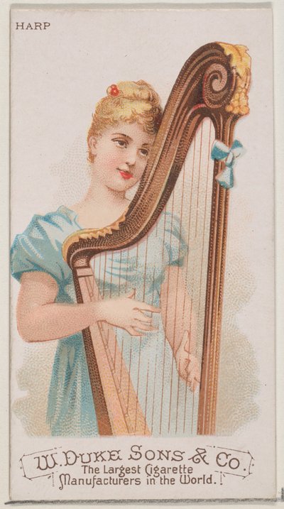 Harfa z serii Musical Instruments N82 do papierosów marki Duke, 1888., 1888. autorstwa Schumacher and Ettlinger