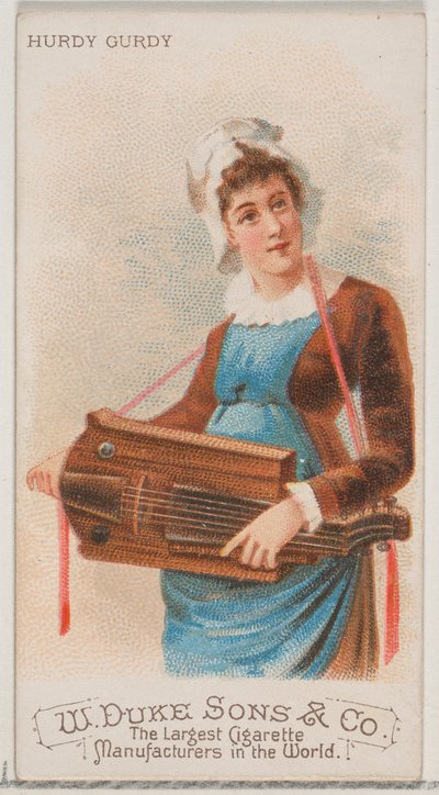 Hurdy Gurdy, z serii Musical Instruments N82 do papierosów marki Duke, 1888., 1888. autorstwa Schumacher and Ettlinger