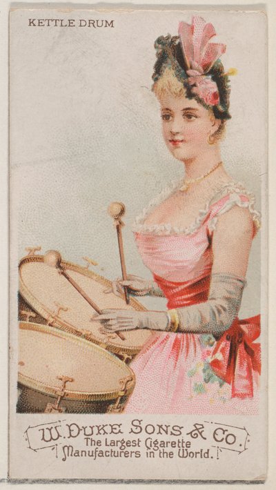 Kettle Drum, z serii Musical Instruments N82 do papierosów marki Duke, 1888., 1888. autorstwa Schumacher and Ettlinger