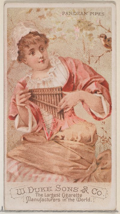 Fajki Pandean z serii Musical Instruments N82 do papierosów marki Duke, 1888., 1888. autorstwa Schumacher and Ettlinger