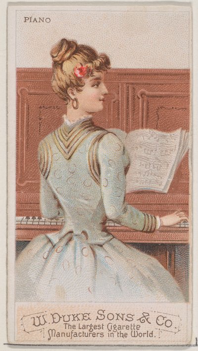 Fortepian z serii Musical Instruments N82 do papierosów marki Duke, 1888., 1888. autorstwa Schumacher and Ettlinger