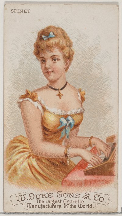 Spinet z serii Musical Instruments N82 do papierosów marki Duke, 1888., 1888. autorstwa Schumacher and Ettlinger