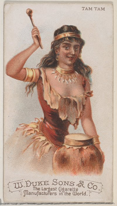 Tam Tam, z serii Musical Instruments N82 do papierosów marki Duke, 1888., 1888. autorstwa Schumacher and Ettlinger