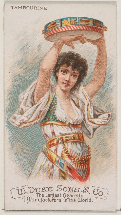 Tamburyn z serii Musical Instruments N82 do papierosów marki Duke, 1888., 1888. autorstwa Schumacher and Ettlinger