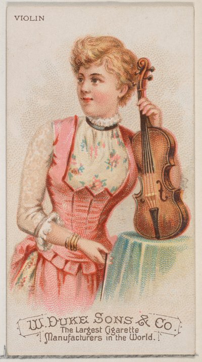 Skrzypce z serii Musical Instruments N82 do papierosów marki Duke, 1888., 1888. autorstwa Schumacher and Ettlinger