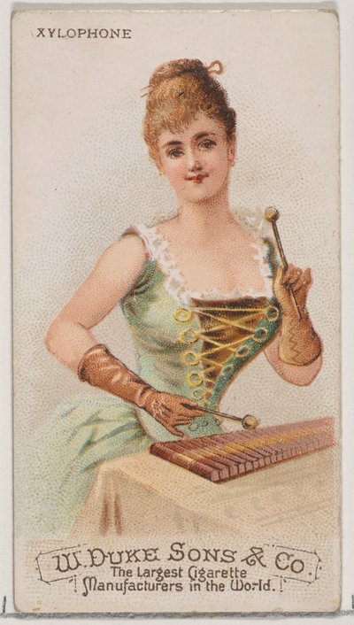 Ksylofon z serii Musical Instruments N82 do papierosów marki Duke, 1888., 1888. autorstwa Schumacher and Ettlinger