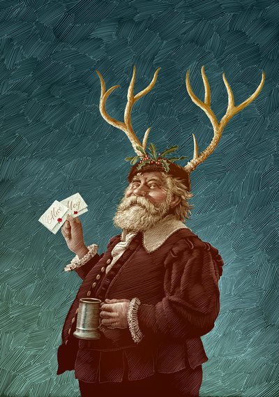 Falstaff, 2015 (scratchboard, pokolorowany cyfrowo) autorstwa Scott McKowen