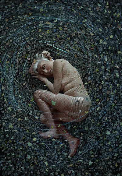 Lear, 2018 (scratchboard, pokolorowany cyfrowo) autorstwa Scott McKowen
