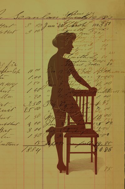 Zawód pani Warren, 2006 (scratchboard, pokolorowany cyfrowo) autorstwa Scott McKowen