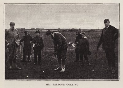 Brytyjski konserwatywny polityk Arthur Balfour grający w golfa (zdjęcie czarno-białe) autorstwa Scottish Photographer