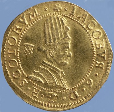 4-funtowy szkocki (kapelusz) Jakuba VI, mennica edynburska, 1591 (awers) (złoto) (odwrotność patrz 244626) autorstwa Scottish School