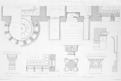 Zewnętrzne i wewnętrzne detale Holmwood, Glasgow (grawerowanie) autorstwa Scottish School