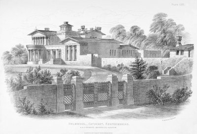 Widok zewnętrzny Holmwood, Glasgow (grawerowanie) autorstwa Scottish School