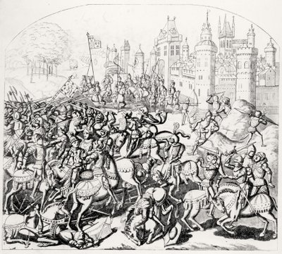 Król Dawid ze Szkocji (1084-1153) przybywa z wielką armią przed Newcastle-upon-Tyne, 1138 autorstwa Scottish School