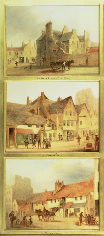 Main Point West Port, Grassmarket and Pleasance, fragment z Edynburga: Dziewięć widoków na Stare Miasto autorstwa Scottish School