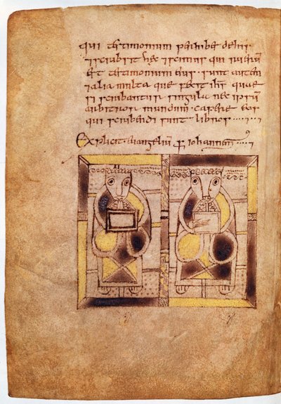 Pani 11.6.32. Dwie postacie duchownych z Ewangelii św. Jana, z Księgi jeleni autorstwa Scottish School