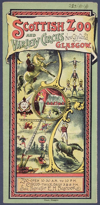 Ulotka reklamowa dla Scottish Zoo and Variety Circus, c.1890 autorstwa Scottish School