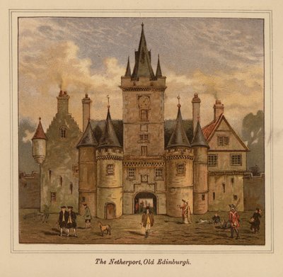 The Netherport, Stary Edynburg (kolorowa litografia) autorstwa Scottish School